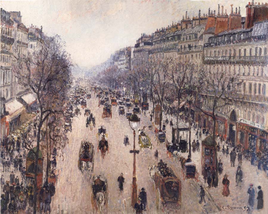 Camille Pissarro Boulevard Montmartre,morning cloudy weather